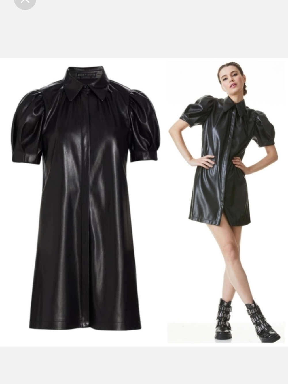 Alice + Olivia jem vegan leather mini shift dress XS
